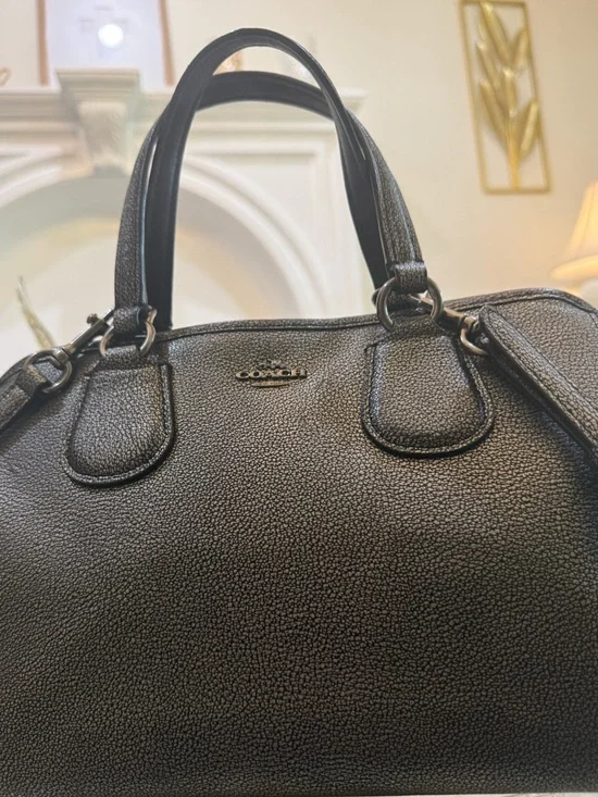 Coach Black Pebbled Leather Satchel with Detachable Strap - Picture 10 of 16
